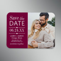 Burgundy Save the Date com Foto e Painel Dividido