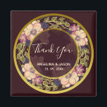 Imã Burgundy Wedding Obrigado<br><div class="desc">Burgundy Floral Wreath Wreath Favor Magnet. Moody romântico,  cores escuras,  tendências,  elegante,  na moda. Floral único - design,  desenhado à mão,  colocado apenas em alguns produtos Zazzle.</div>