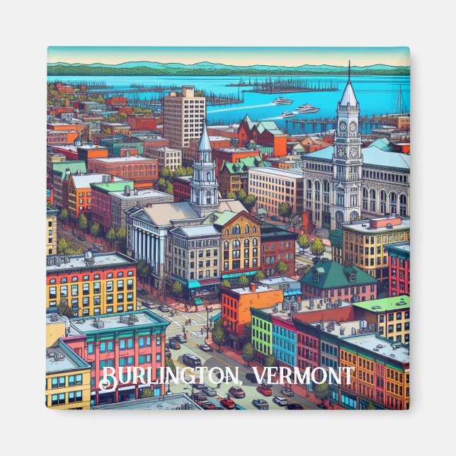 Imã Burlington, Arte de Estilo de Quadrinhos Vermont (Frente)