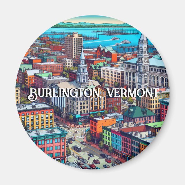 Imã Burlington, Arte de Estilo de Quadrinhos Vermont (Frente)