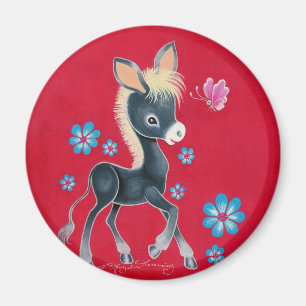 Imã Burrinho Bebê Feminino Com Flores