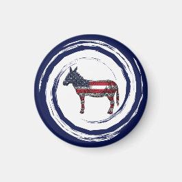 Imã Burro Patriótico Vermelho Branco Azul
