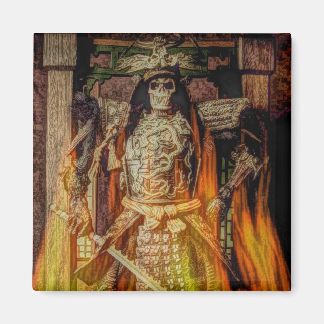 Imã bushido japonês samurai armor samurai skull (Frente)