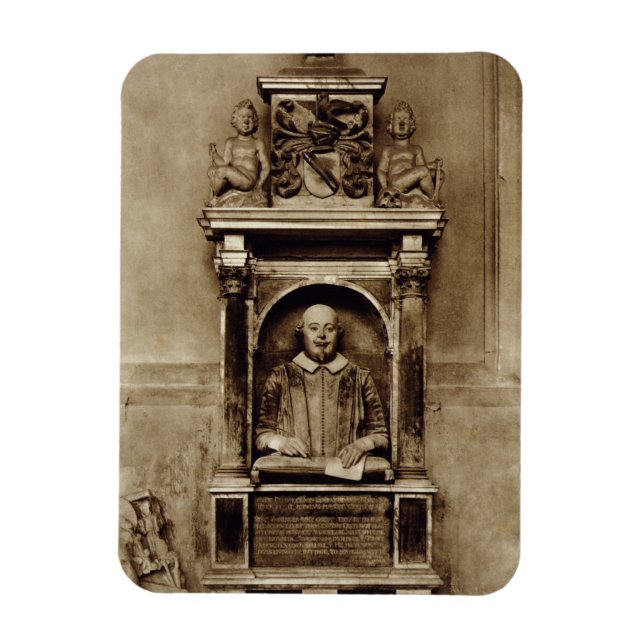 Ímã Busto de William Shakespeare (1564-1616) e insígni (Vertical)