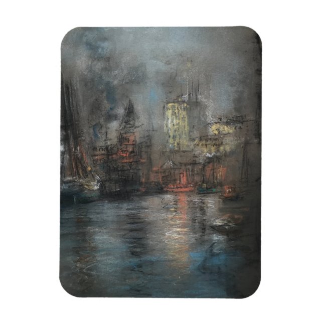 Ímã Busy Harbour (por Glenn Cooper Henshaw) (Vertical)