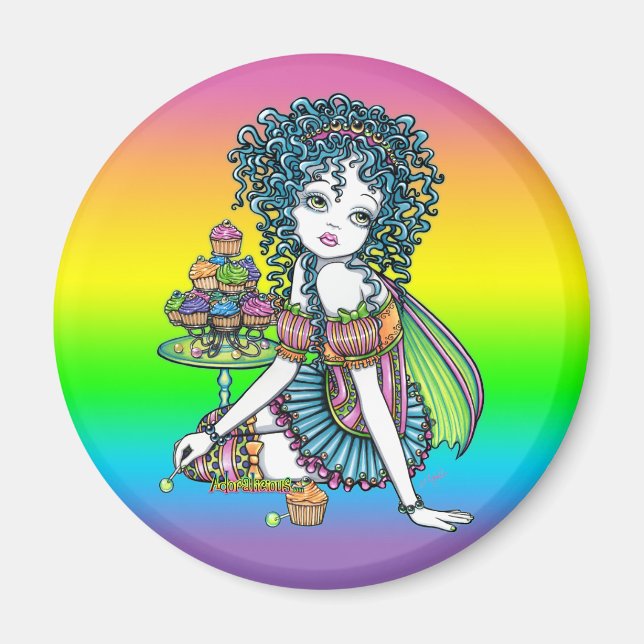 Imã "ButterCup Cake Couture Fairy Art Magnet" (Frente)