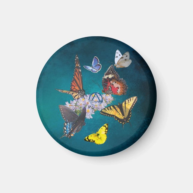 Imã butterflies sobriety symbol round magnet (Frente)