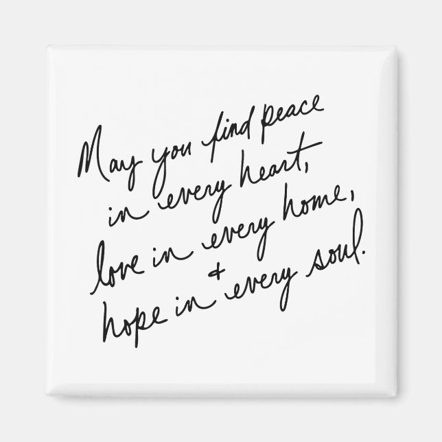 Imã BW espiritual de paz e esperança com script à mão (Frente)