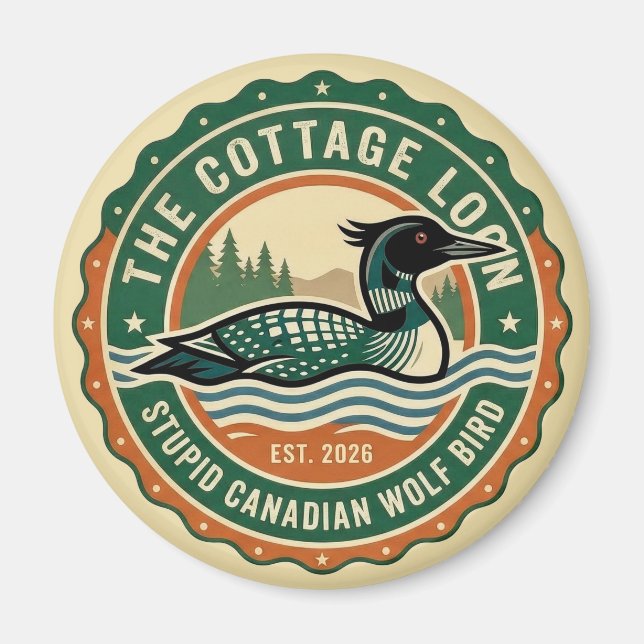 Imã Cabana Pato Lobo Canadense Idiota Pássaro (Frente)