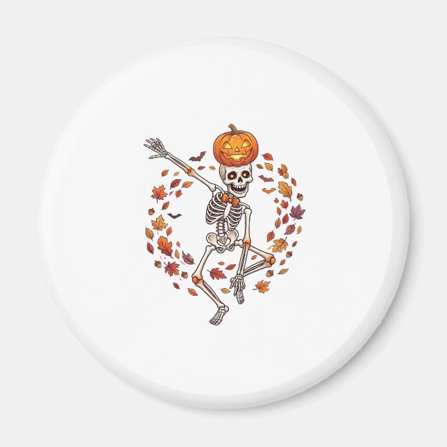 Imã Cabeça de Abóbora de Esqueleto Dançante de Hallowe (Frente)