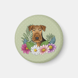 Imã Cabeça de cachorro Airedale Terrier Colorida Flore