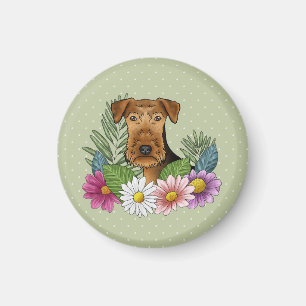 Imã Cabeça de cachorro Airedale Terrier Colorida Flore