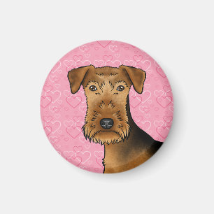 Imã Cabeça de cachorro fofo Airedale Terrier em Coraçõ