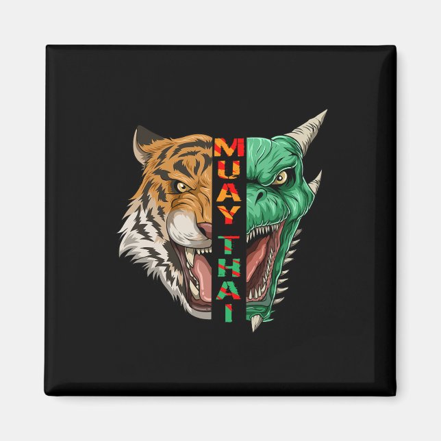 Imã Cabeça de Dragão e Tigre - Presente de Muay Thai e (Frente)