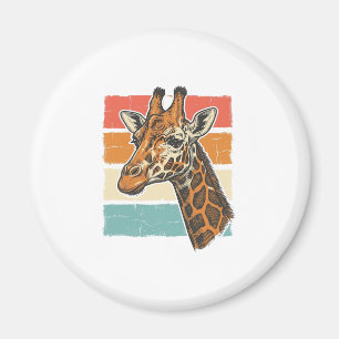 Imã Cabeça de Girafa Vintage Design Vetorial do Pôr do
