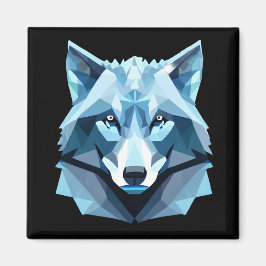 Imã Cabeça de Lobo Geométrico Azul
