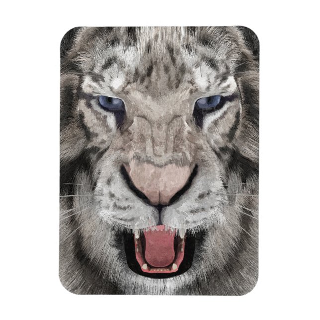 Ímã Cabeça de Tigre Branco Estética da Vida Selvagem (Vertical)