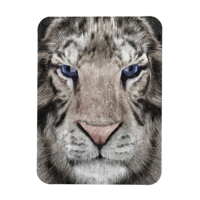 Ímã Cabeça de Tigre Branco Estética da Vida Selvagem (Vertical)