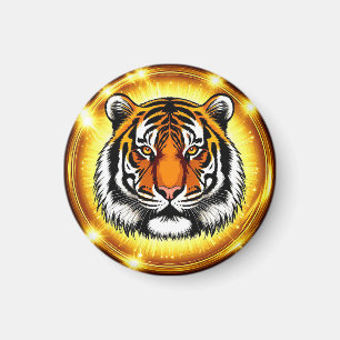 Imã Cabeça de Tigre Majestoso Com Luzes Douradas Brilh