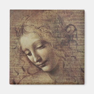 Imã Cabeça de uma jovem mulher com cabelo Tousled ou,