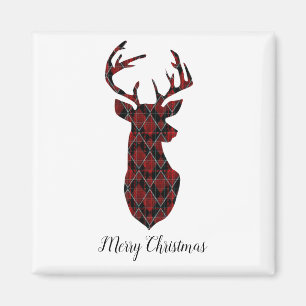 Imã Cabeça de veado de Natal, talhada, vermelha e pre