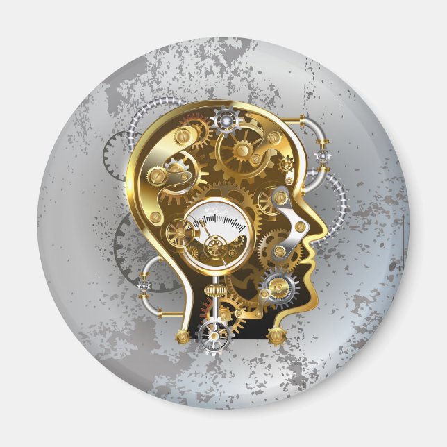 Imã Cabeça steampunk com manômetro (Frente)
