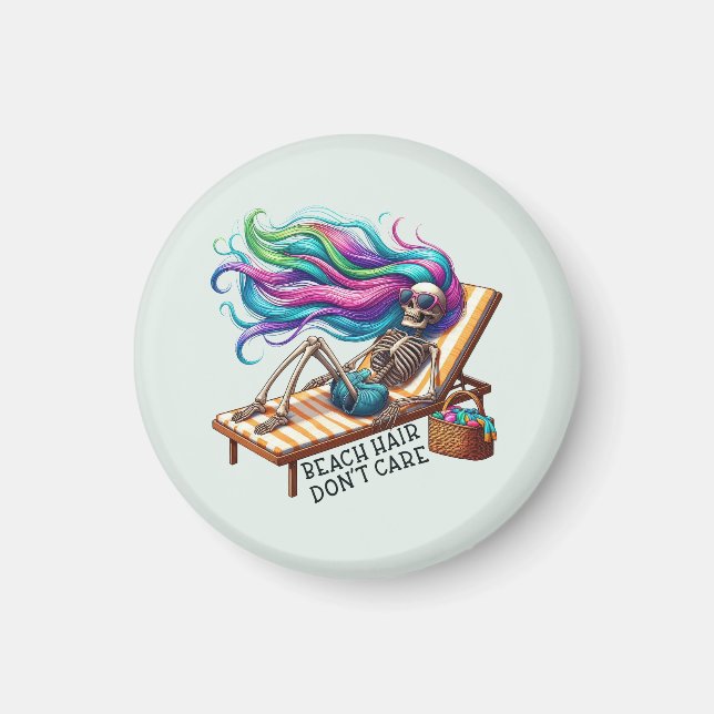 Imã Cabelo de praia Não se importa - Esqueleto (Frente)