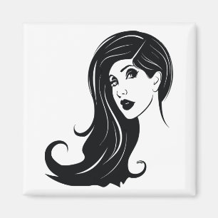 Imã Cabelo Longo Bela Mulher Fashion Makeup Art 