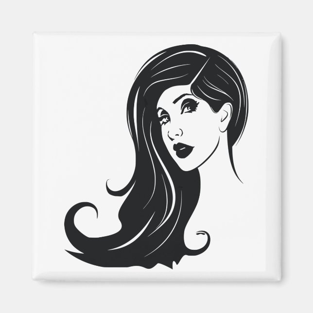 Imã Cabelo Longo Bela Mulher Fashion Makeup Art (Frente)