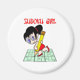 Imã Cabelo preto da menina de Sudoku
