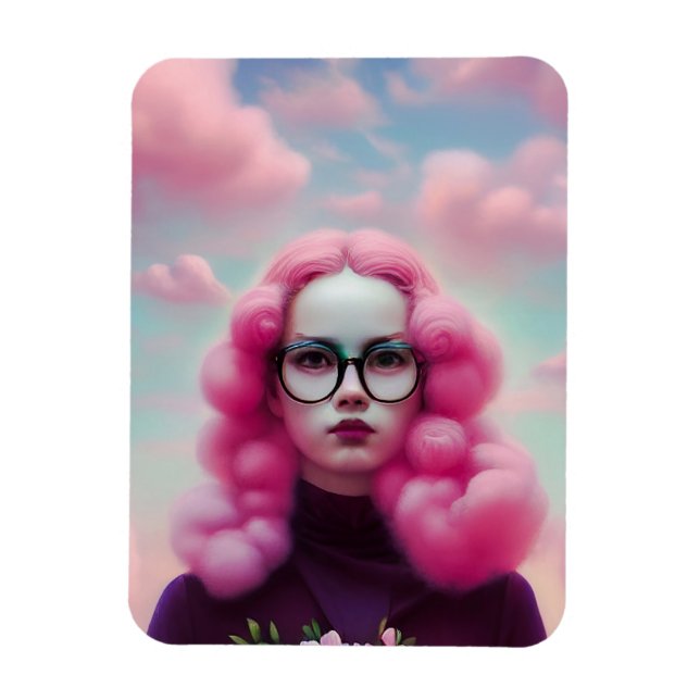 Ímã Cabelo Rosa Sério (Vertical)