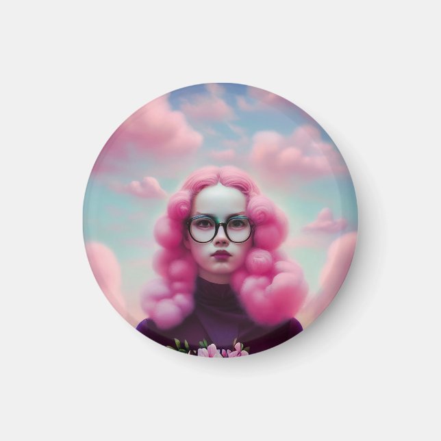 Imã Cabelo Rosa Sério (Frente)