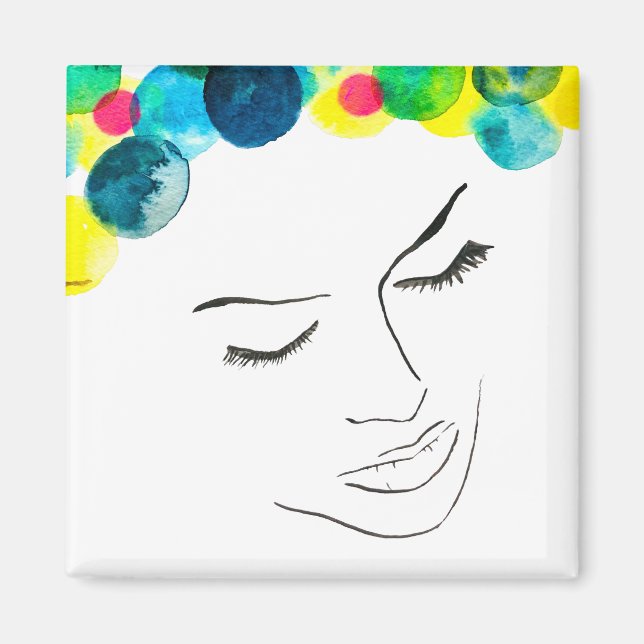 Imã Cabelos de bolhas psicodélicas (Frente)