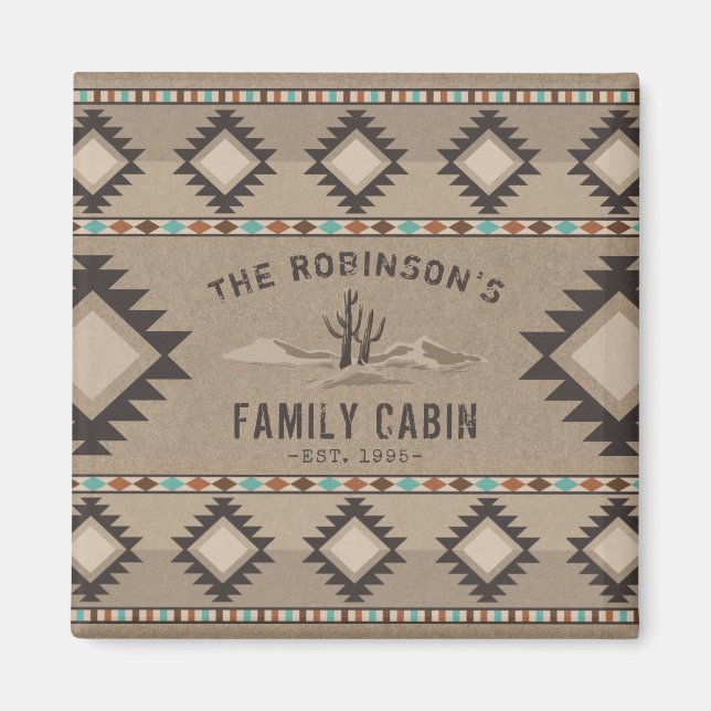 Imã Cabina da Família Rustic Southwest Native Cactus (Frente)