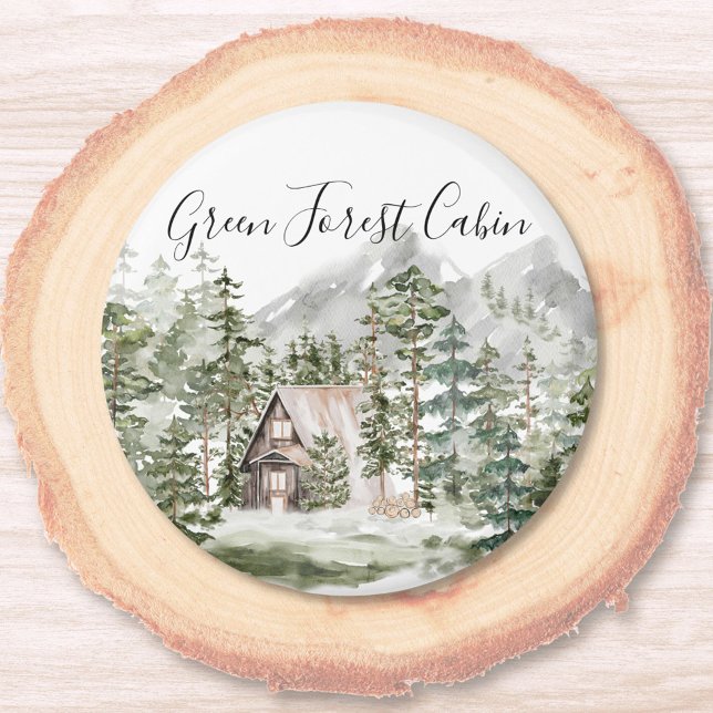 Imã Cabina de Aquarela na Floresta de Pinheiros Verdes (Close up)