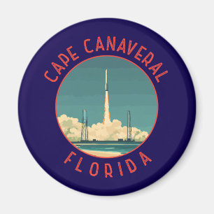 Imã Cabo Canaveral Flórida Círculo Envelhecido Retro