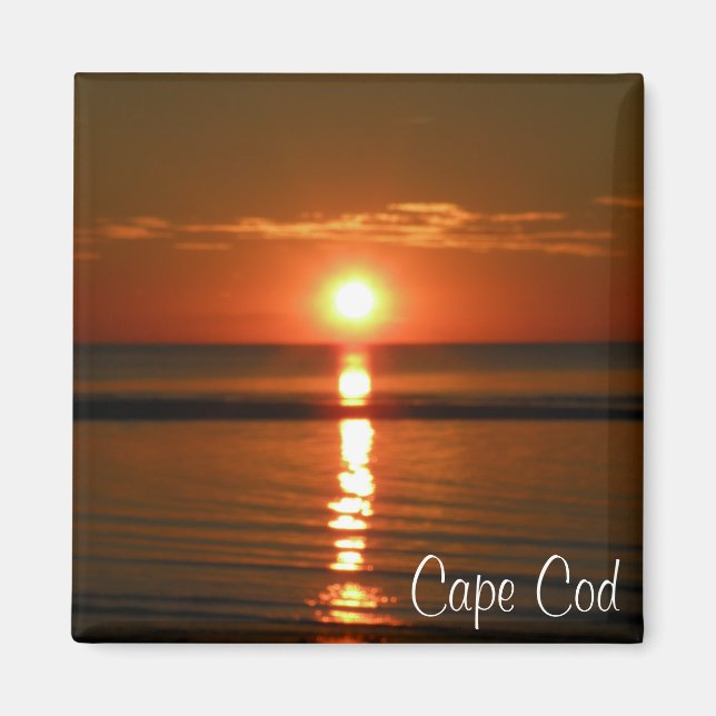 Imã Cabo Cod Beach Red Unset Photo Magnet (Frente)