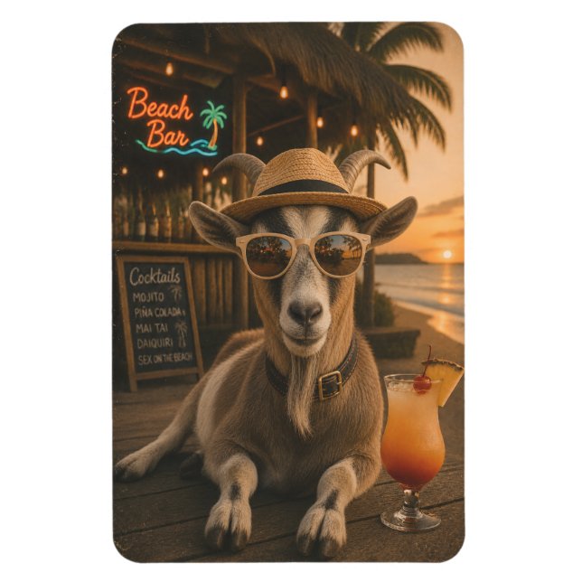 Ímã Cabra Legal da Praia com Coquetel (Vertical)