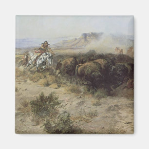 Imã Caça ao Búfalo Nº 26 por CM Russell, Índios Vintag