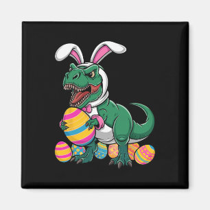 Imã Caça ao Ovo na Páscoa T Rex Dinossaur Bunny Happy 