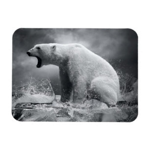 Ímã Caçador branco do urso polar no gelo na água