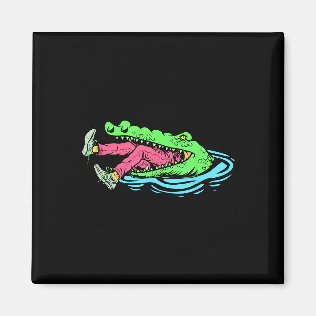 Imã Caçador de Croc Engraçado Caça Crocodilo (Frente)
