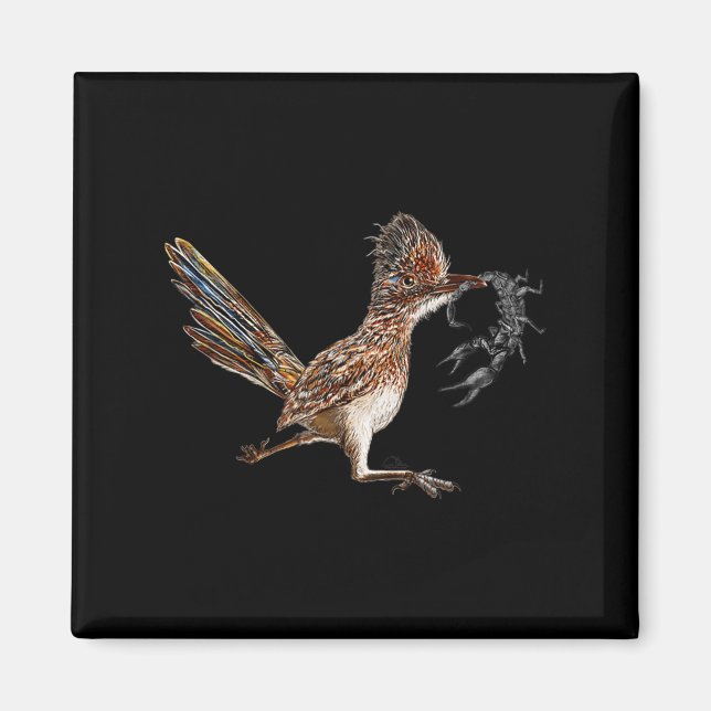 Imã Caçador de Pássaros Engraçado Roadrunner Scorpion  (Frente)