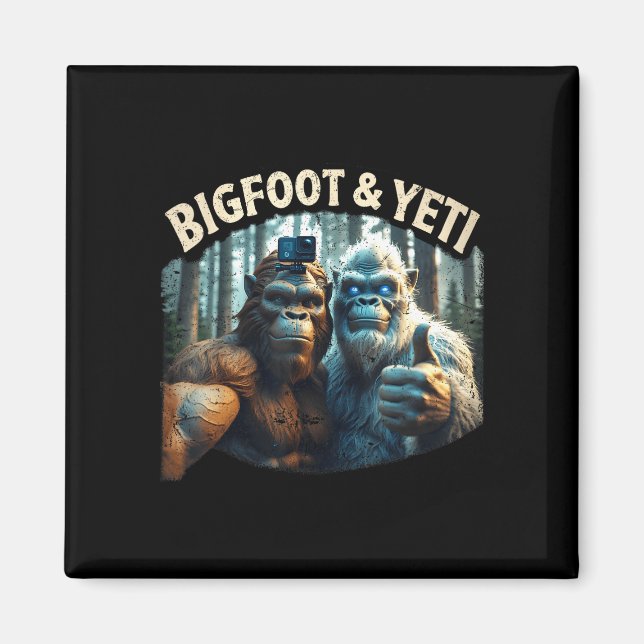 Imã Caçador de pé grande e yeti selfie criptídeo squat (Frente)