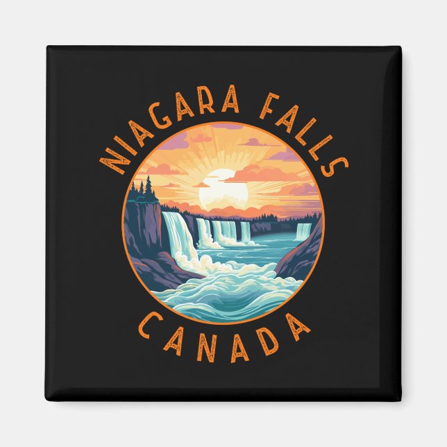 Imã Cachoeira de Niagara Canadá Círculo Retro Envelhec (Frente)
