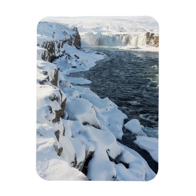 Ímã Cachoeira Godafoss Coberta de Neve (Vertical)