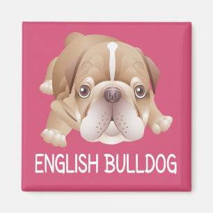 Imã Cachorrinho Bulldog Inglês Rosa Ímã do Amor
