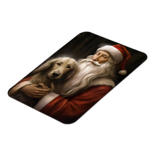 Ímã Cachorro Afegão com Natal Festivo do Papai Noel