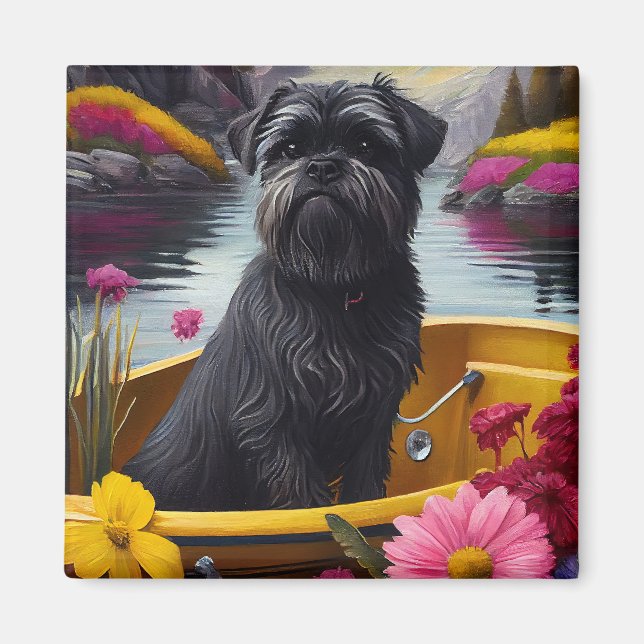 Imã Cachorro Affenpinscher sobre um remo: Uma aventura (Frente)