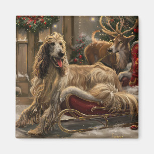 Imã Cachorro Afghan Hound Natal Festivo